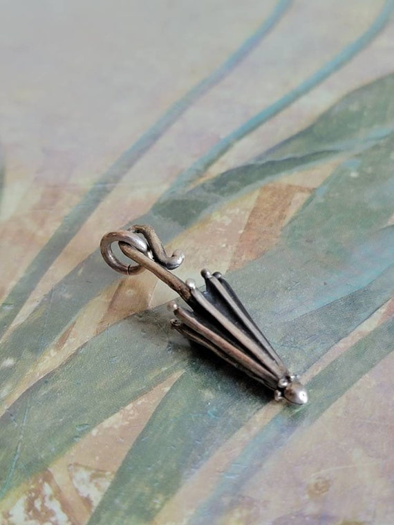 Vintage Sterling Silver Umbrella or Parasol Penda… - image 9