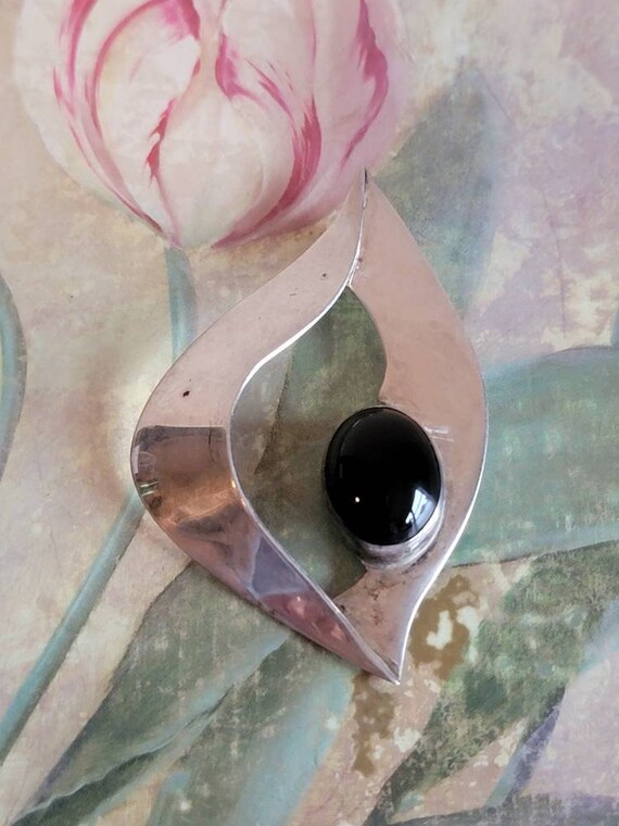 Vintage Signed S. Coates Sterling Silver and Onyx… - image 1