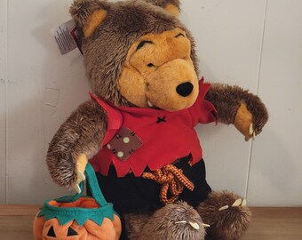 Vintage Disney Winnie the Pooh Werewolf Plush with Jack o Lantern