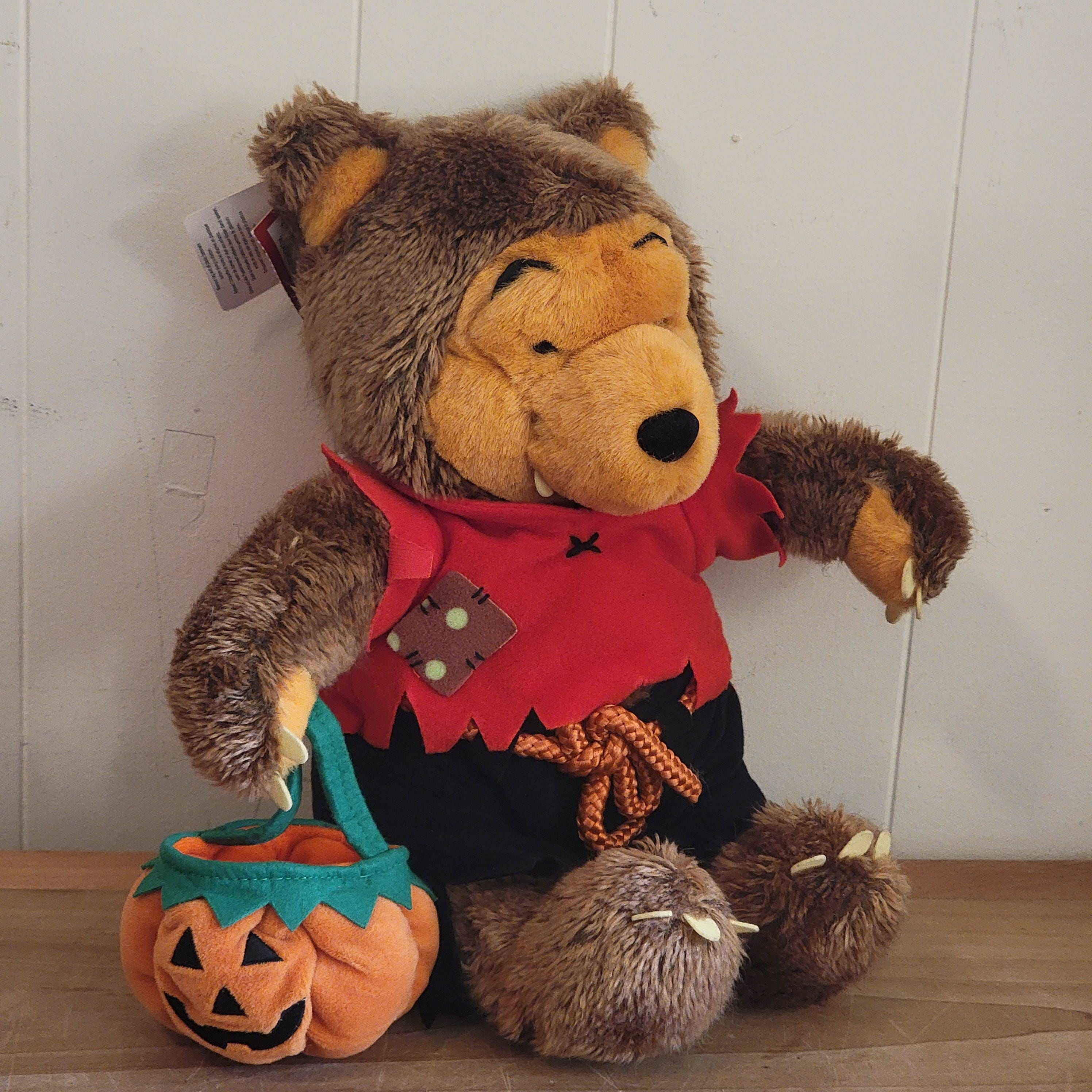 Vintage Disney Winnie the Pooh Werewolf Plush With Jack O Lantern