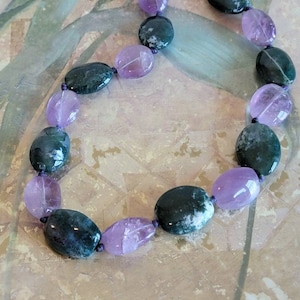 Vintage Winterthur Museum Amethyst and Moss Agate Necklace Original Box