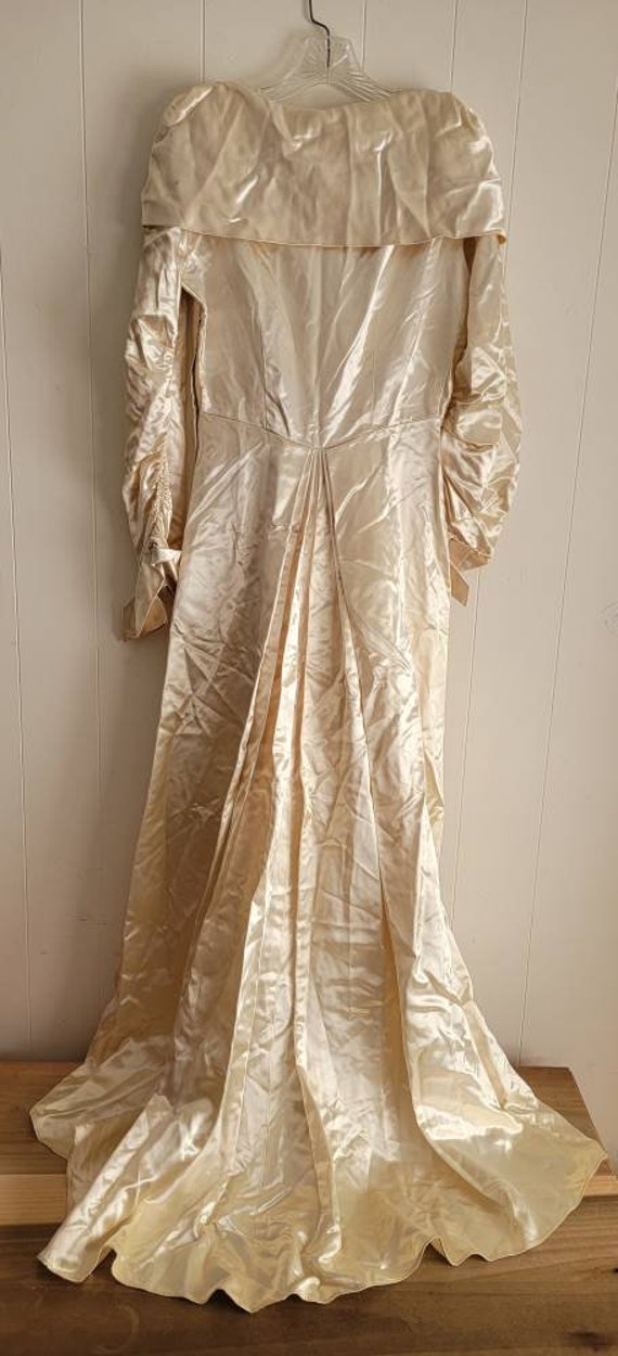 Vintage Wedding Dress Size Zipper Ivory Satin Sil… - image 3