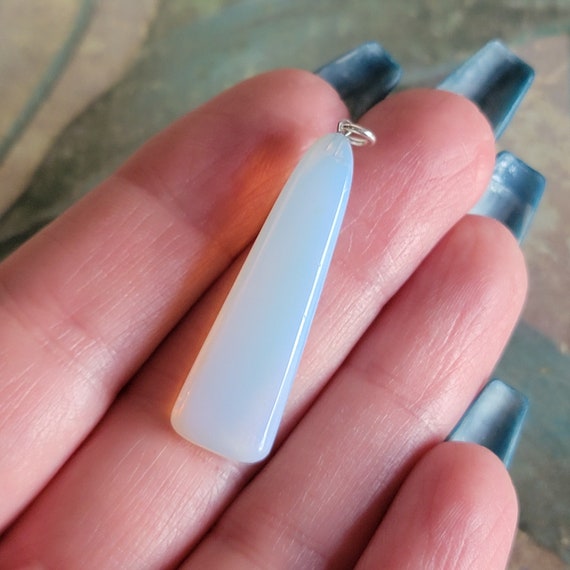 Vintage Sterling Silver and Opalescent Opalite Lo… - image 7