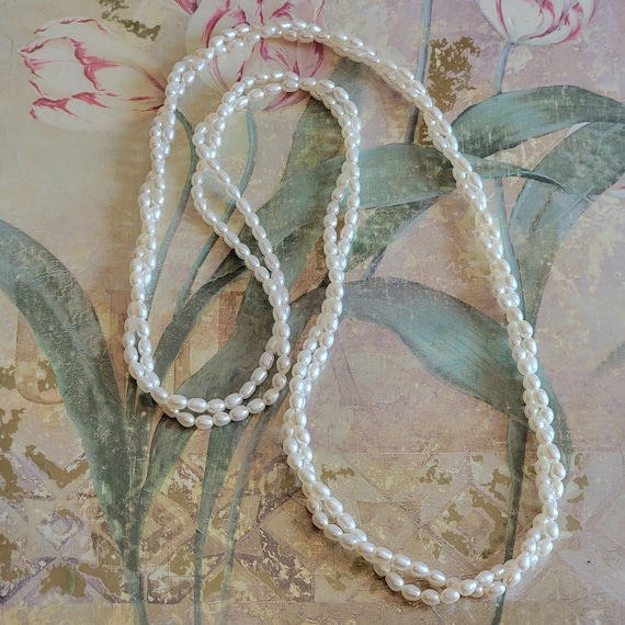 Vintage 2 Strand Freshwater Pearl Twist Necklace