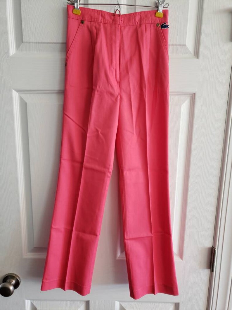 Vintage Never Worn Izod For Girls Lacoste Girls Hot Pink Pants Hidden Button Size 12 Made in the USA Creased Darts 1980s image 4