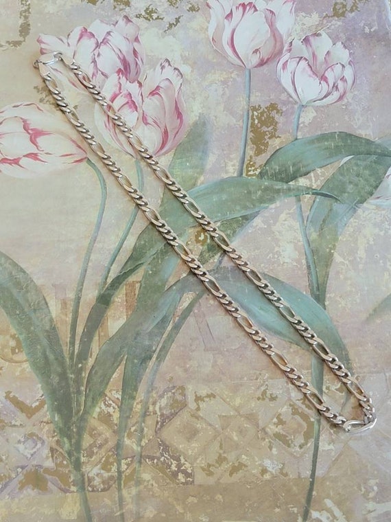 Vintage HAN Sterling Silver Figaro Necklace Link … - image 5