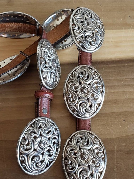 BRIGHTON vintage multicolor belt western style floral carved  silver Vintage 1993 Brighton Multi Color Leather Floral Western  main image 3