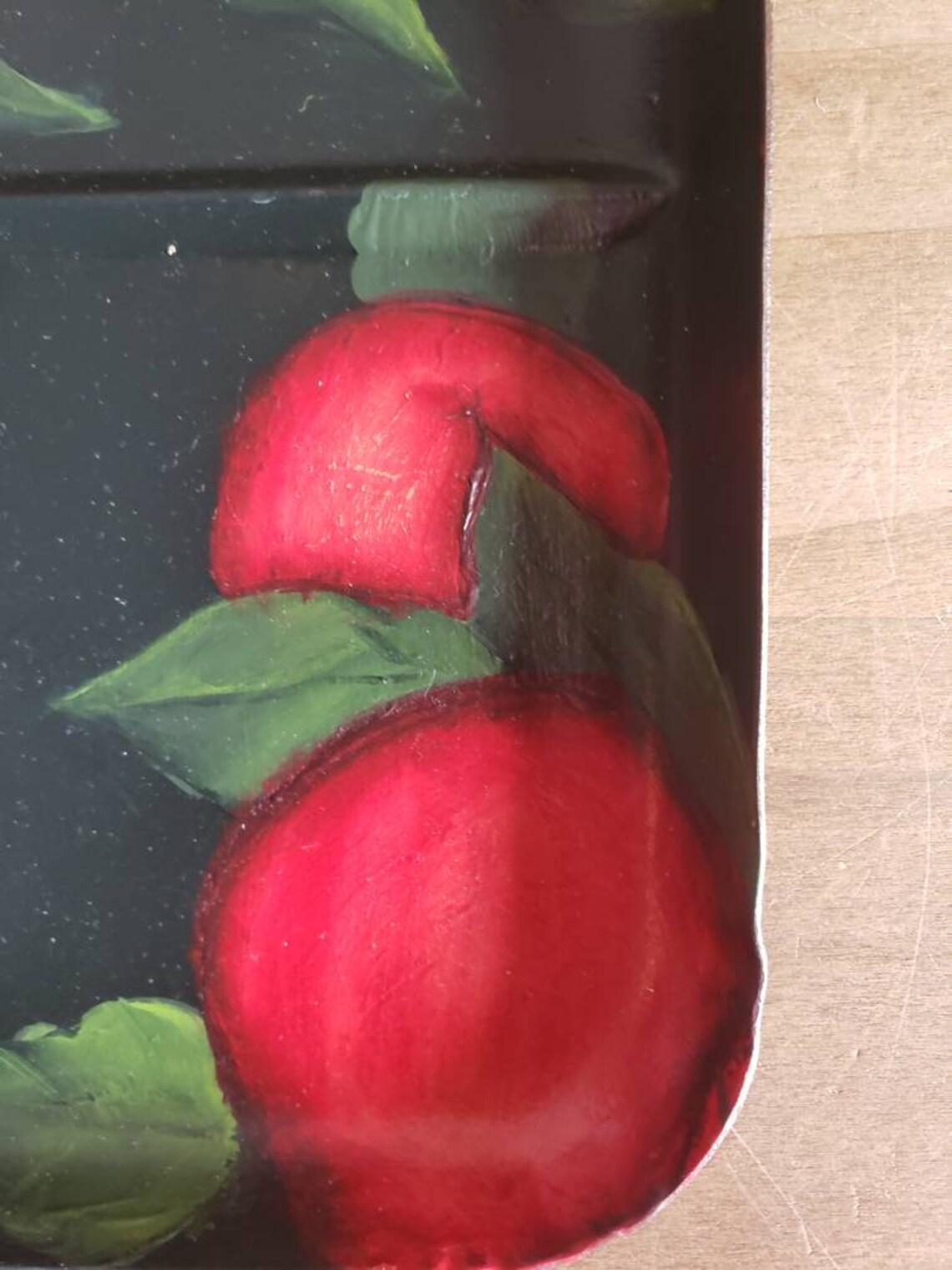 Download Vintage Tole Tray Black with Red Apples 1980s Autumn | Etsy