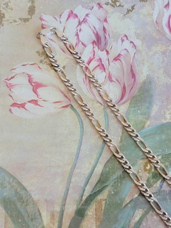 Vintage HAN Sterling Silver Figaro Necklace Link … - image 2