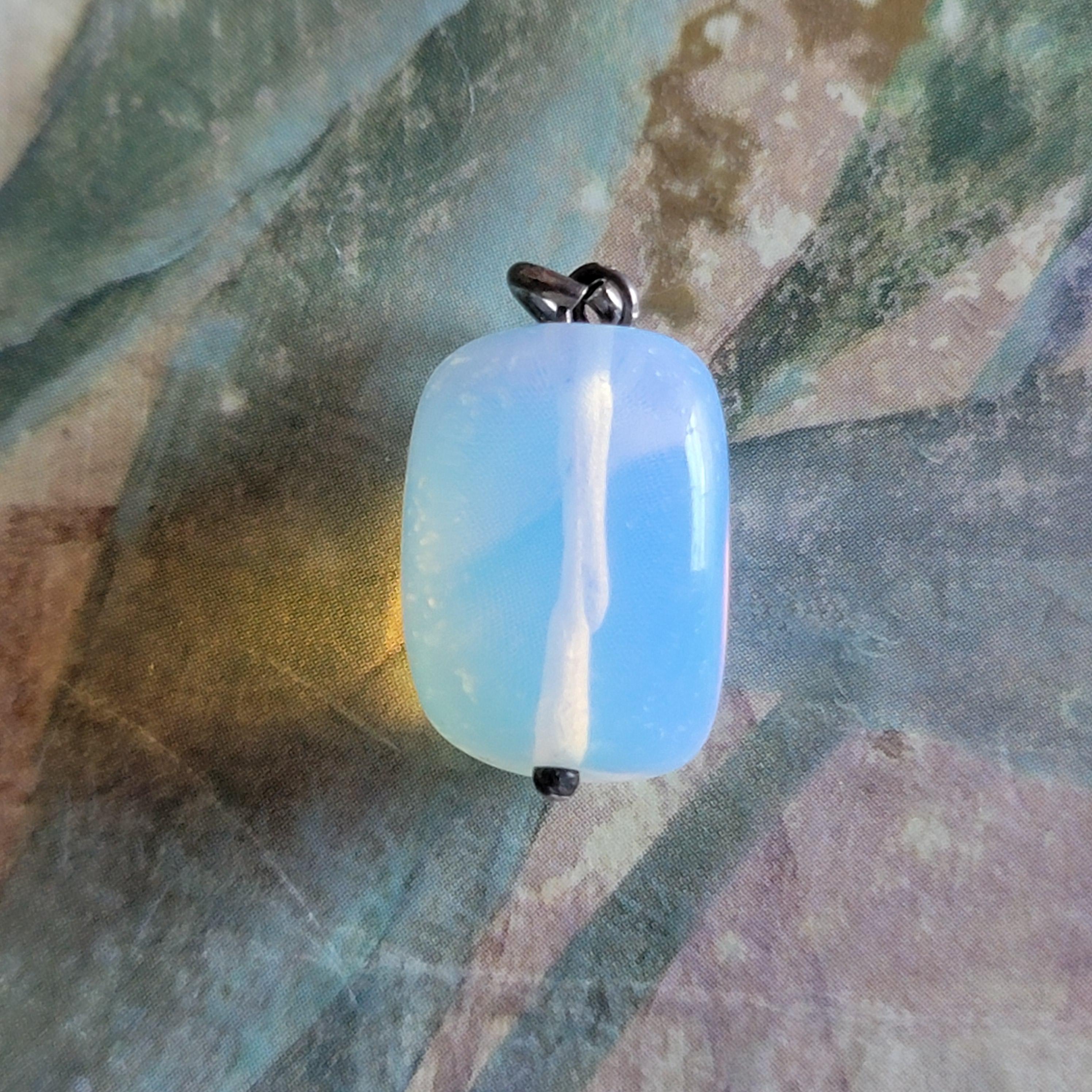 Vintage Sterling Silver and Opalescent Opalite Chunky Pendant