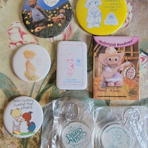 Vintage Precious Moments Pins, Keychains & Pocket Mirrors - 1980s/90s Lot
