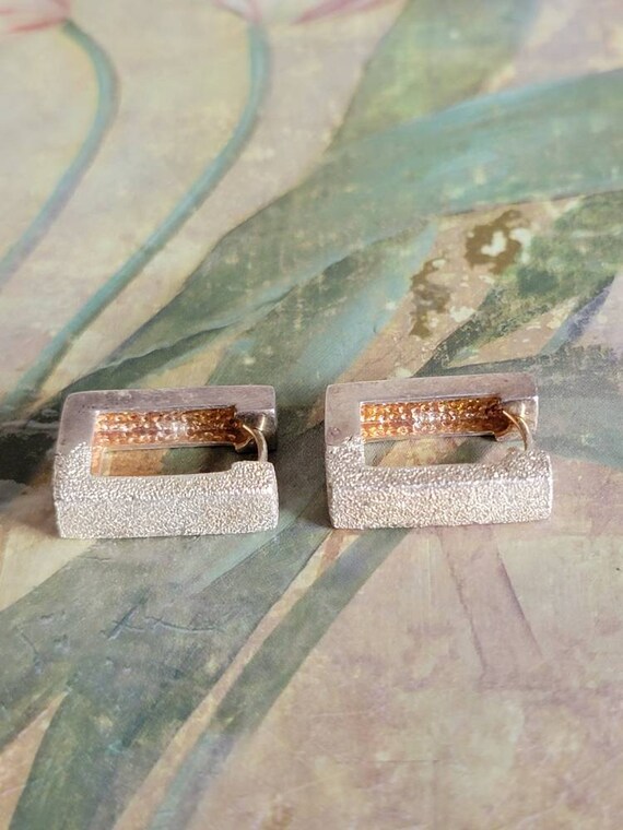 Vintage ALF Hinged Textured Rectangular Earrings … - image 5