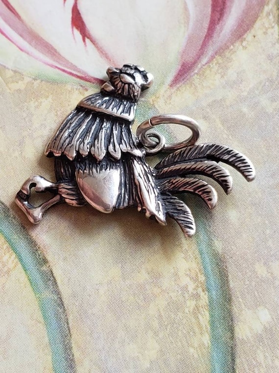 Vintage Sterling Silver Rooster Fowl Pendant 1980s - image 5