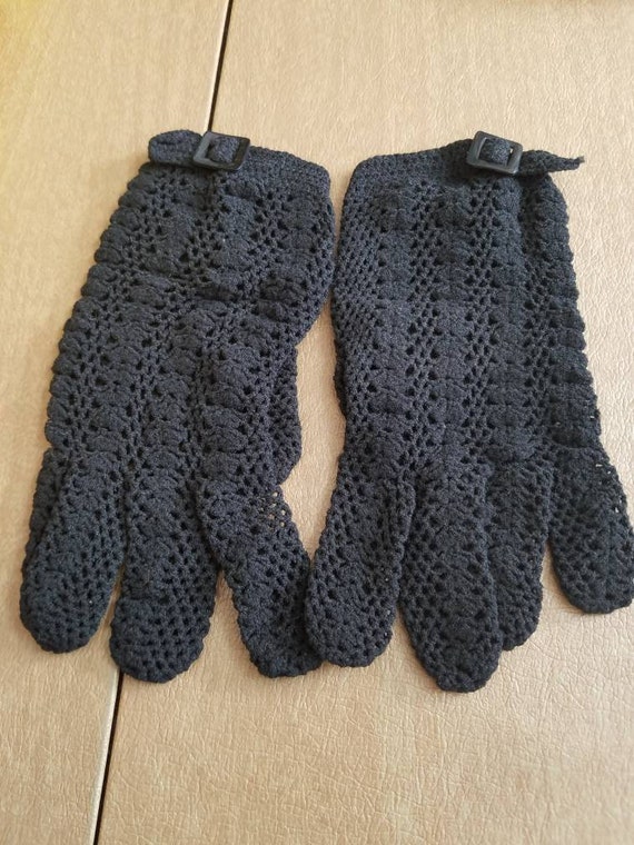 Vintage by Elayne Black Gloves Ladies Retro Croch… - image 8