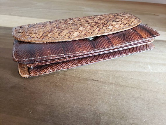 Vintage Brown Snakeskin Purse Pocketbook Handbag … - image 5