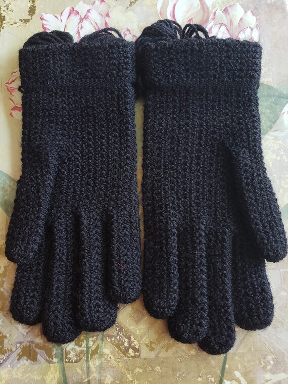 Vintage by Elayne Black Gloves Ladies Retro Clear… - image 5