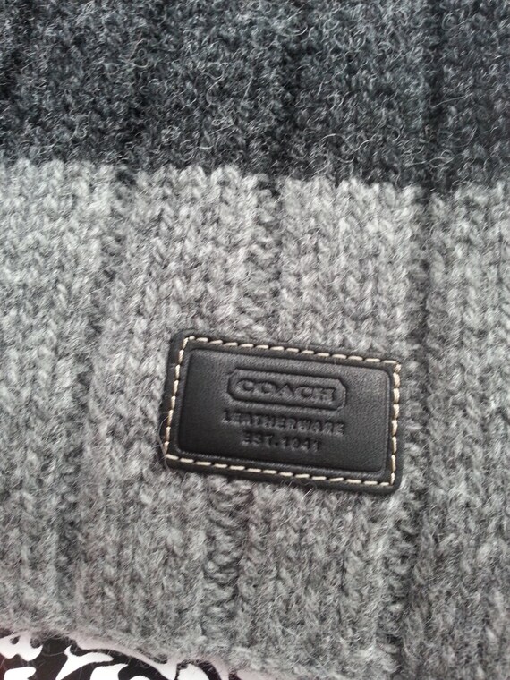 Vintage Coach Scarf 100% Wool Dark Gray Almost Bl… - image 8