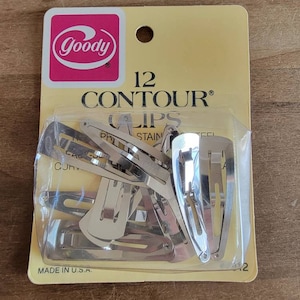 Vintage Dead Stock Goody Set of 12 Contour Clips Rust Proof Stainless Steel 1982 Made in the USA