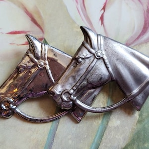 Vintage Carl Art Sterling Silver Double Horse Head Pin or Brooch Signed