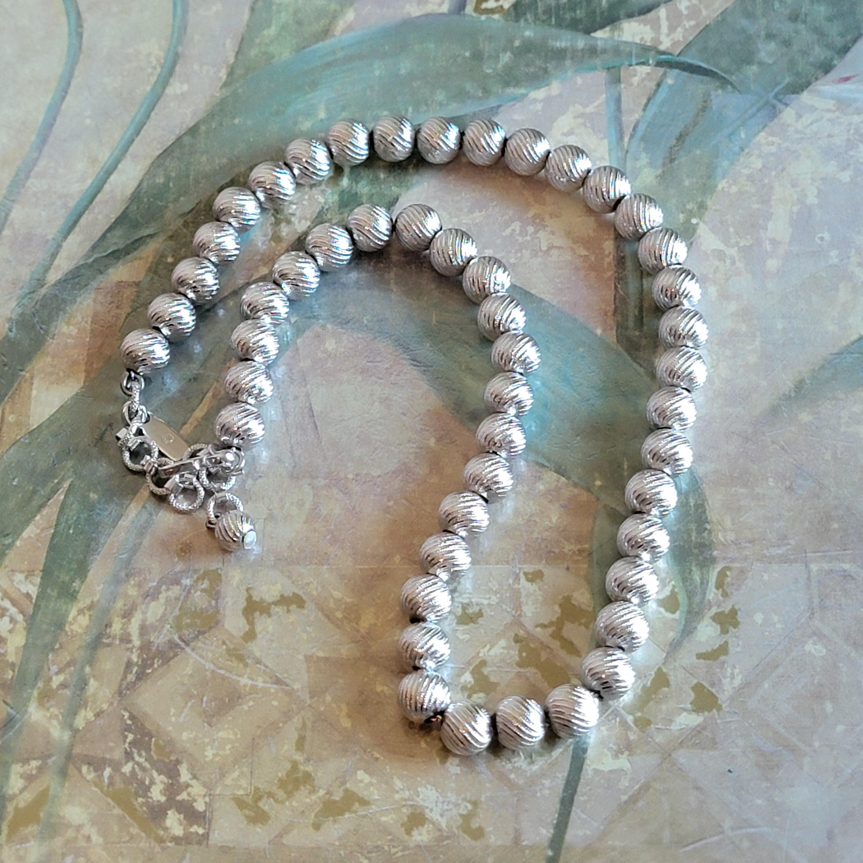 Vintage Monet Silver Tone Metal  Beaded Necklace Signed