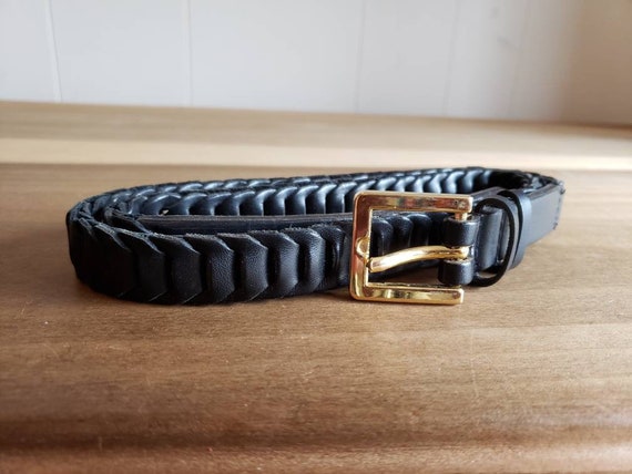 Worth black weaved leather belt with gold hardware size medium Worth | Accessories | Worth Black Weaved Leather Belt With  main image 4