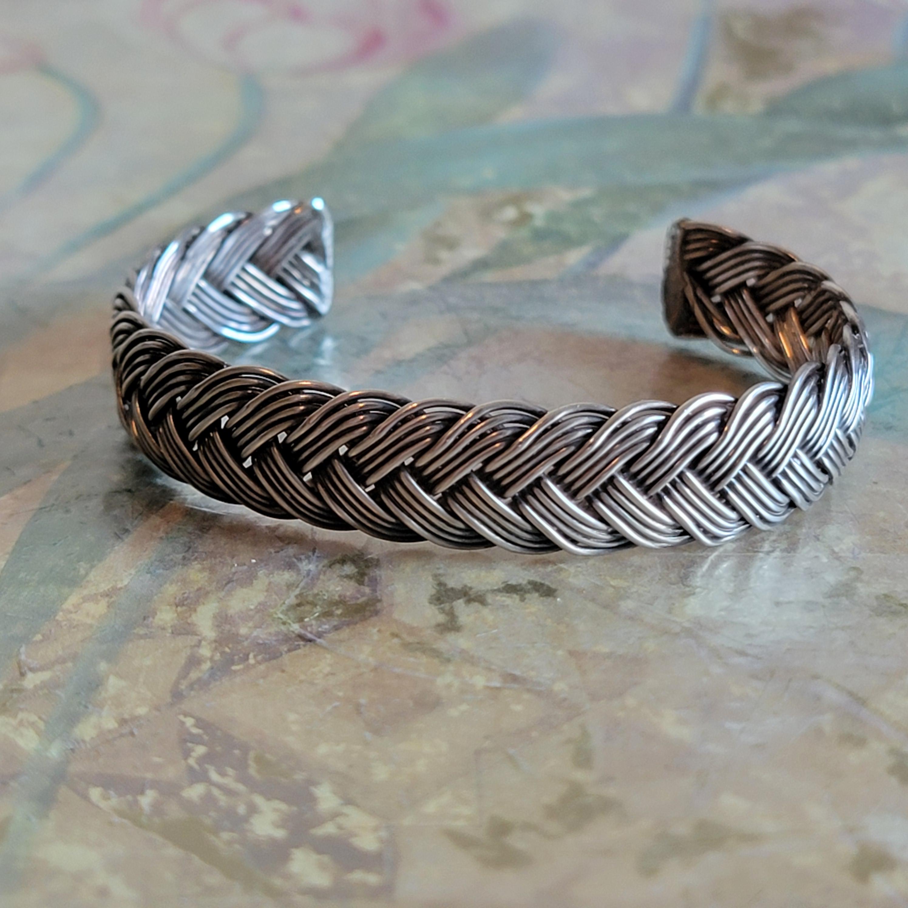 ヴィンテージ！Silver Wavy Cuff ブレスレット Vintage Sterling Silver Woven Braid Braided Cuff Bracelet 925 - Etsy