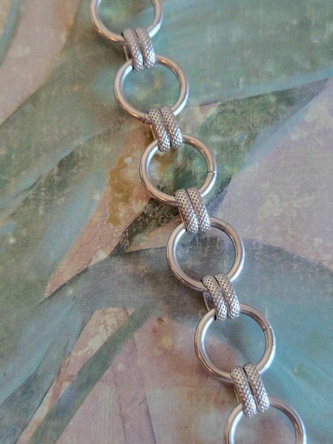 Vintage Sterling Silver Ring and Textured Link Bracelet