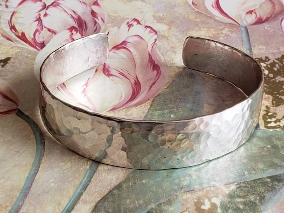 Vintage Sterling Silver Hammered Cuff Bracelet