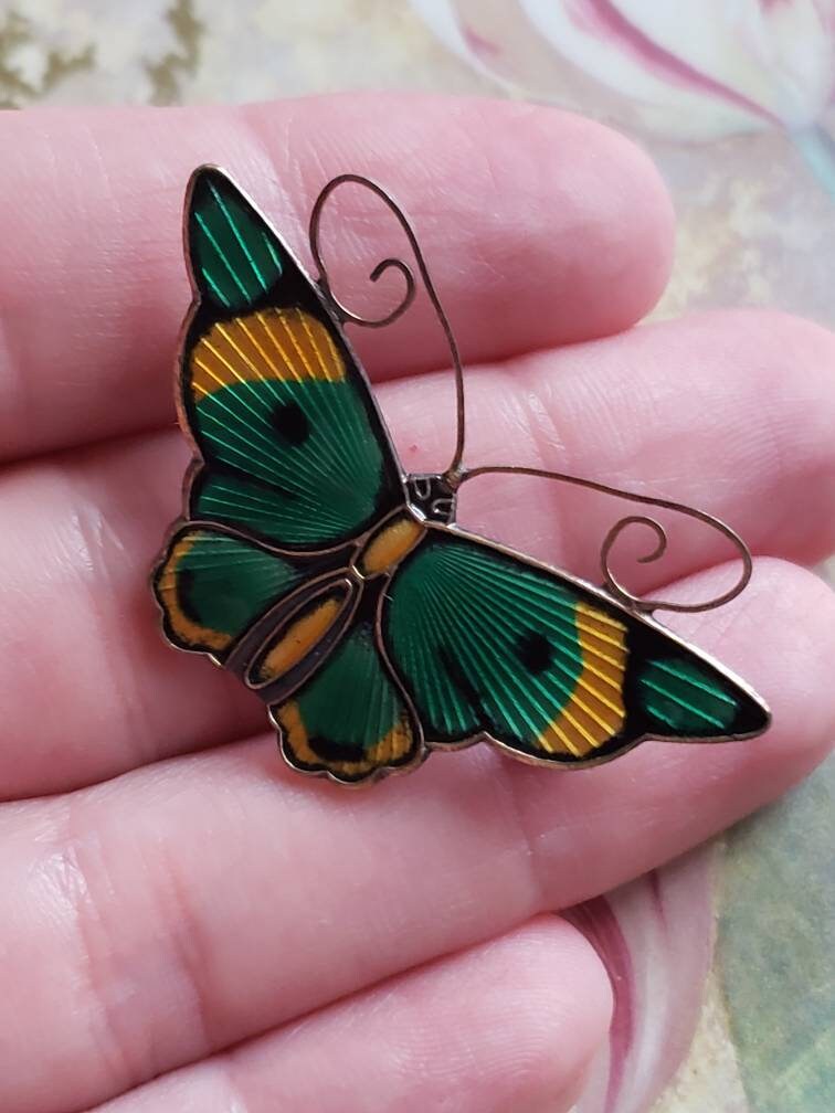 Vintage David Andersen Norway Sterling Silver Enamel Butterfly