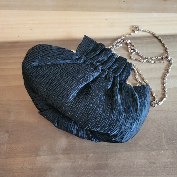 Vintage La Regale Black Textile Evening Bag Kiss … - image 3