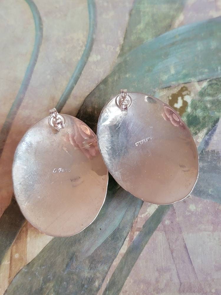 ■VINTAGE HOLLYWOOD■ Popping Color Earrings VH2435EA003M Vintage 80s Glam Earrings Faux Cloisonné Pearl Enamel Oval