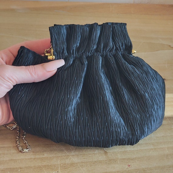 Vintage La Regale Black Textile Evening Bag Kiss … - image 10