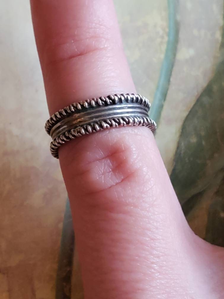 Vintage Sterling Silver 925 Band Ring 1980s Repeating Pattern Wedding ...