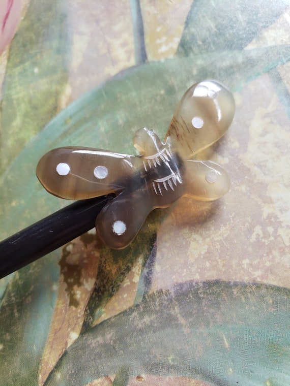 SALE Vintage Wooden Butterfly Hair Stick 1980s Hai