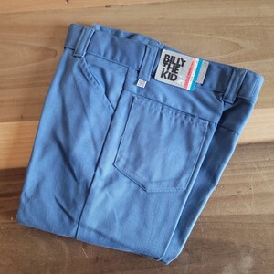 Vintage Dead Stock Billy the Kid Blue Pants Size 14 Slim 1970s Bellbottoms Cotton Polyester