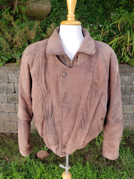 Vintage Hurricane Hawkins Brown Genuine Leather Biker Bomber 