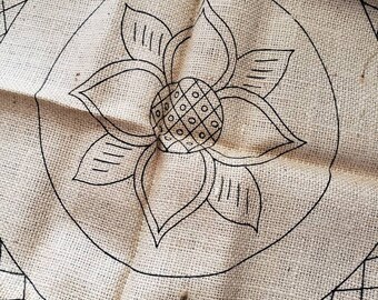 Vintage Joan Moshimer Sunflower Hooked Rug Pattern: 1970s Burlap Craftsman Design
