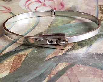 Vintage Sterling Silver Bangle Bracelet Belt Buckle Closure