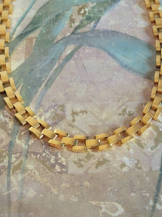 Vintage Gold Tone Metal Hinged Collar Necklace Co… - image 1