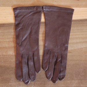 Vintage Dead Stock Made Exclusively for Lord and Taylor Brown Leather Gloves with Silk Lining Size 7.5