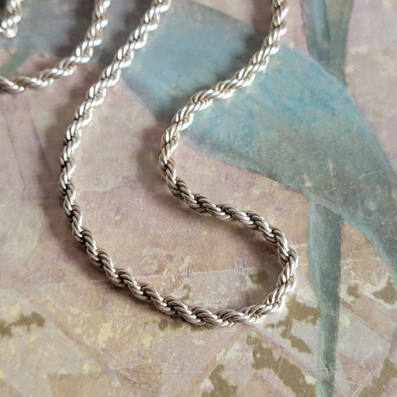 Vintage Sterling Silver Twist Rope Necklace 925 - image 4