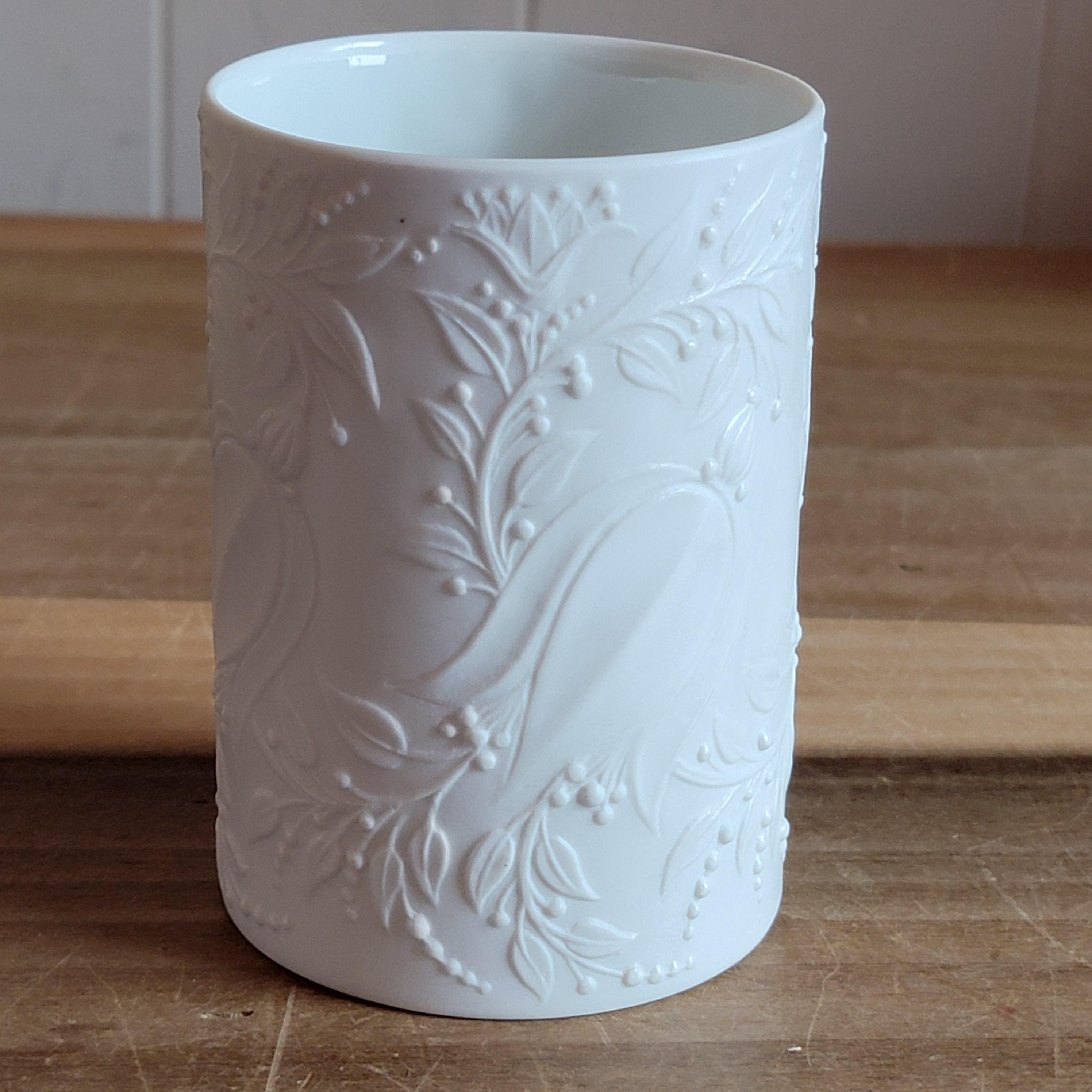 Vintage Bjorn Wiinblad Rosenthal Vase: Matte Bisque Floral Decor