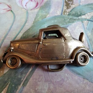 Vintage Car Belt Buckle Brass 1970s Accessory