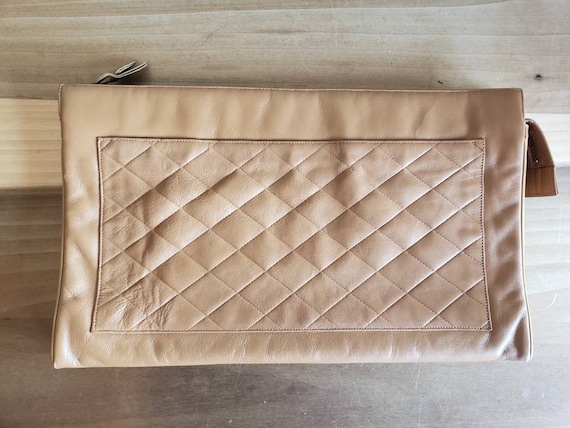 Vintage Susan Gail Tan Leather Quilted Envelope Purse… - Gem