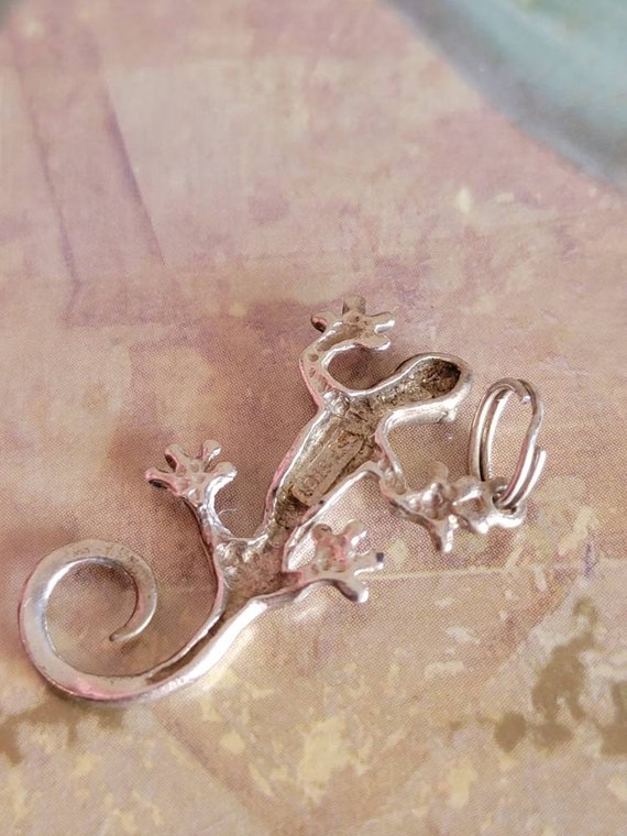 Vintage Sterling Silver Lizard Pendant 1990s - image 6