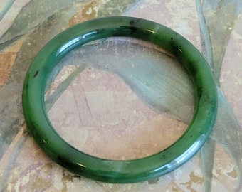 Vintage Green Jade Bangle Bracelet