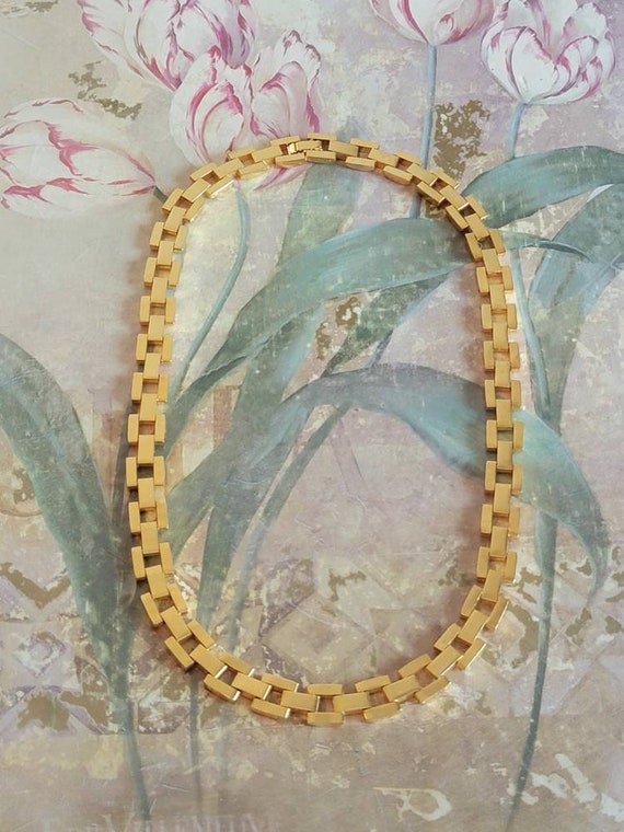 Vintage Gold Tone Metal Hinged Collar Necklace Co… - image 6