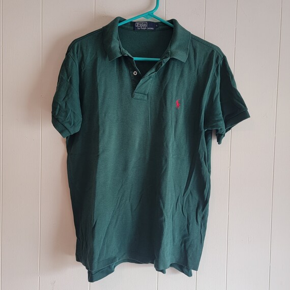 80s RALPH LAUREN Polo Shirt XL Prep Style Kelly Green