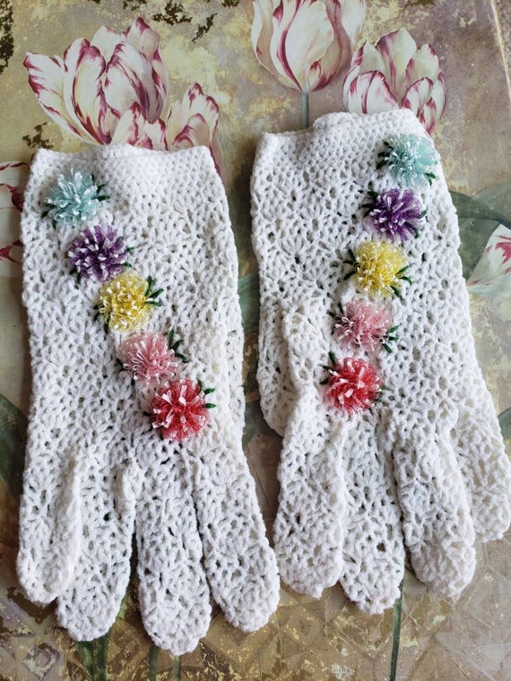 Vintage by Elayne White Gloves Ladies Retro Croch… - image 3