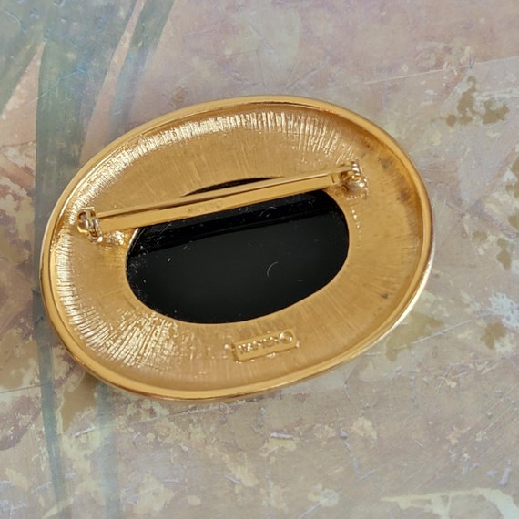 Vintage Signed Napier Large Black and Gold Tone M… - image 6